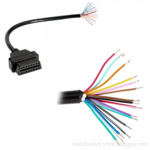 OBD2 16pin Female Connector to Open OBD Cable